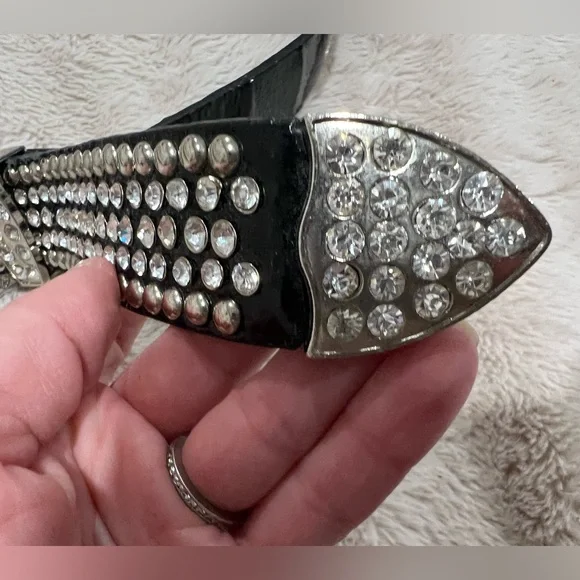 - Studded Black Belt with Silver Buckle - Picture 3 of 7